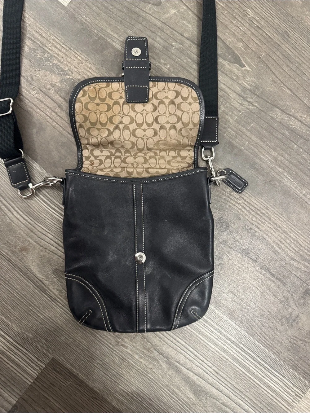 Coach Vintage Soho Black Leather Crossbody Bag with Silver Buckle